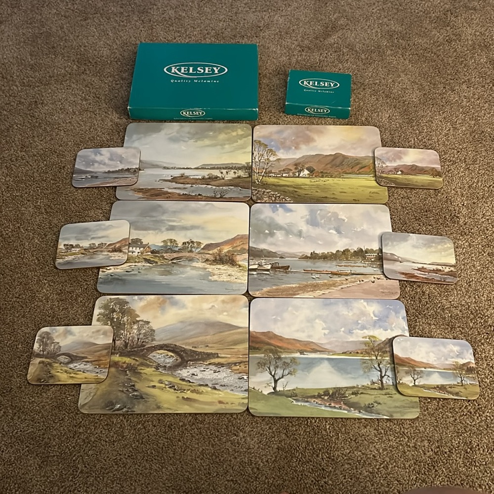 Set of 6 Kelsey Melamine Lake District England Placemats and matching coasters